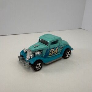 Hot Wheels 1934 Ford Coupe Teal Blue Flame 34 Diecast Car 1:64 Mattel 2012